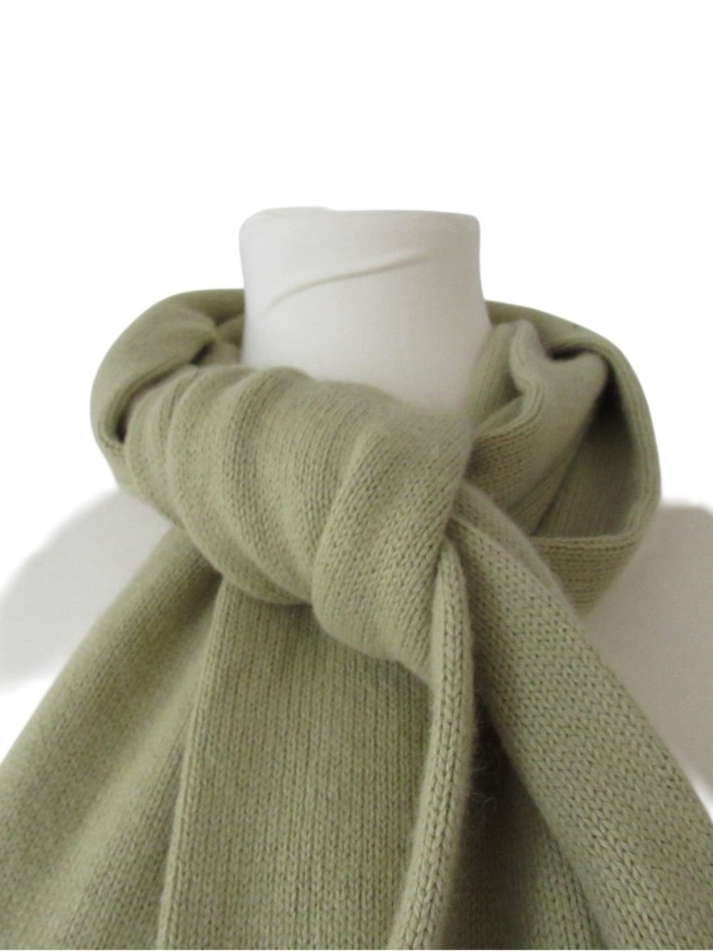 Eddie Bauer Olive Green Knit Scarf with Patterned Trim - Picture 2 of 5